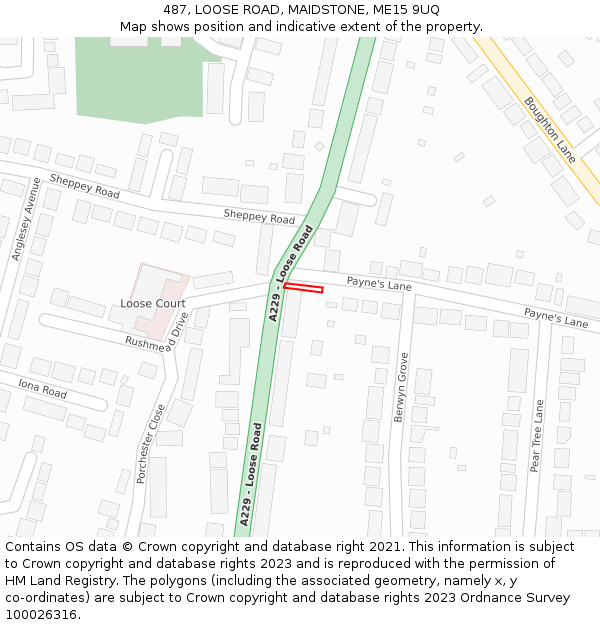 487, LOOSE ROAD, MAIDSTONE, ME15 9UQ: Location map and indicative extent of plot