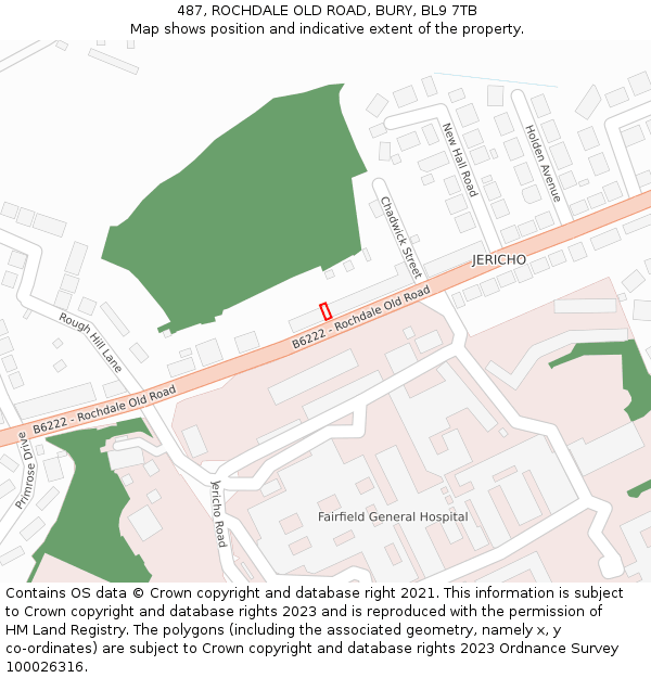 487, ROCHDALE OLD ROAD, BURY, BL9 7TB: Location map and indicative extent of plot
