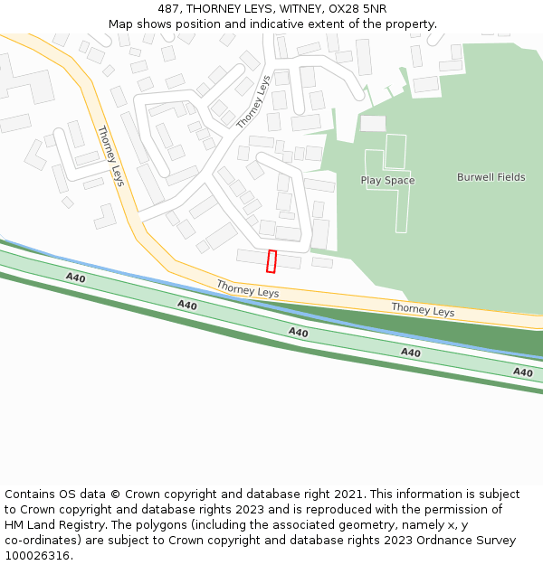 487, THORNEY LEYS, WITNEY, OX28 5NR: Location map and indicative extent of plot