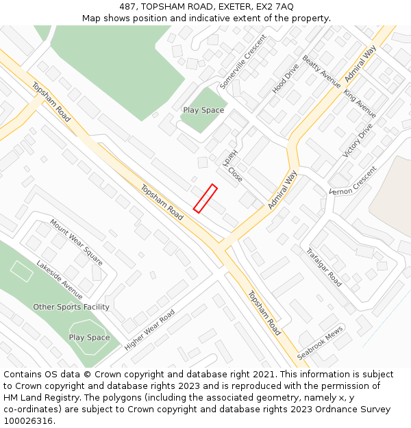 487, TOPSHAM ROAD, EXETER, EX2 7AQ: Location map and indicative extent of plot