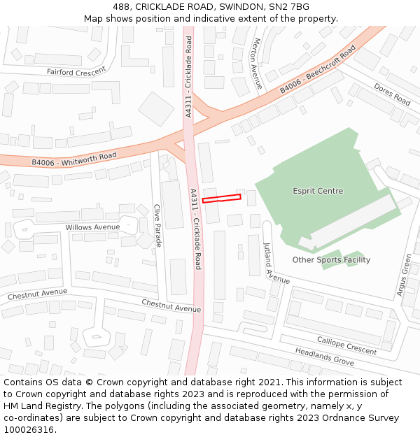 488, CRICKLADE ROAD, SWINDON, SN2 7BG: Location map and indicative extent of plot