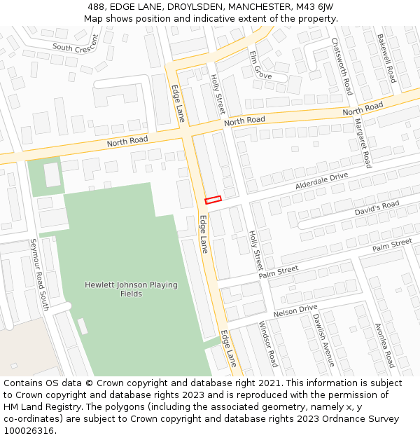 488, EDGE LANE, DROYLSDEN, MANCHESTER, M43 6JW: Location map and indicative extent of plot