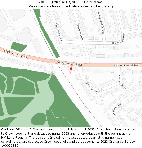 488, RETFORD ROAD, SHEFFIELD, S13 9WE: Location map and indicative extent of plot