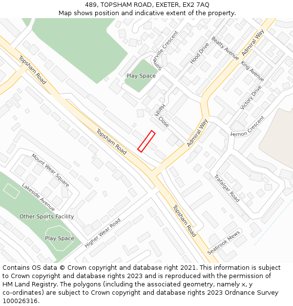 489, TOPSHAM ROAD, EXETER, EX2 7AQ: Location map and indicative extent of plot