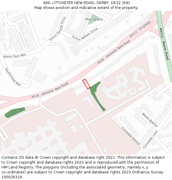 489, UTTOXETER NEW ROAD, DERBY, DE22 3ND: Location map and indicative extent of plot