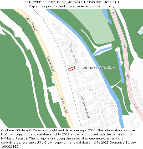 48A, COED CELYNEN DRIVE, ABERCARN, NEWPORT, NP11 5AU: Location map and indicative extent of plot