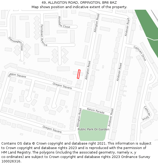 49, ALLINGTON ROAD, ORPINGTON, BR6 8AZ: Location map and indicative extent of plot
