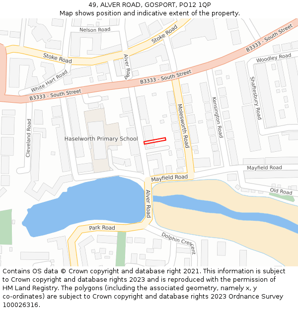 49, ALVER ROAD, GOSPORT, PO12 1QP: Location map and indicative extent of plot