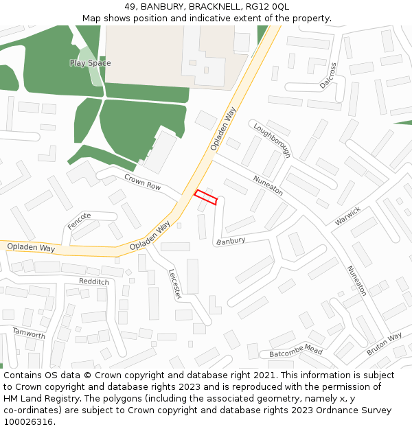 49, BANBURY, BRACKNELL, RG12 0QL: Location map and indicative extent of plot