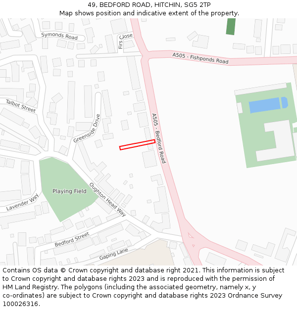 49, BEDFORD ROAD, HITCHIN, SG5 2TP: Location map and indicative extent of plot