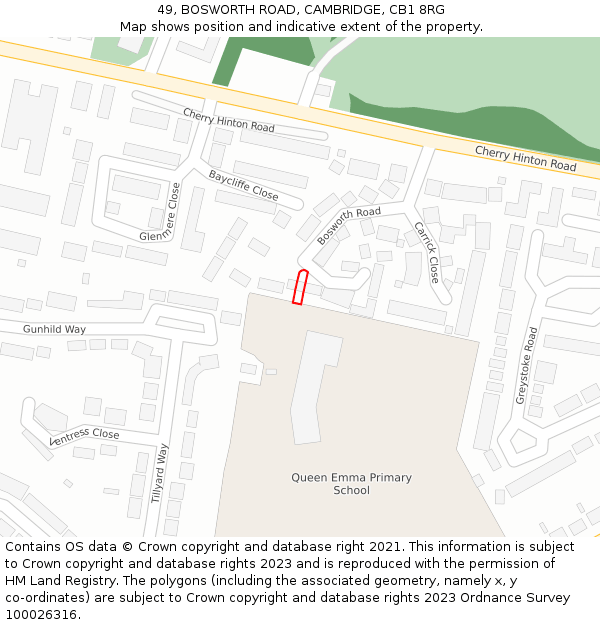 49, BOSWORTH ROAD, CAMBRIDGE, CB1 8RG: Location map and indicative extent of plot