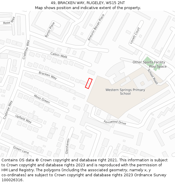 49, BRACKEN WAY, RUGELEY, WS15 2NT: Location map and indicative extent of plot