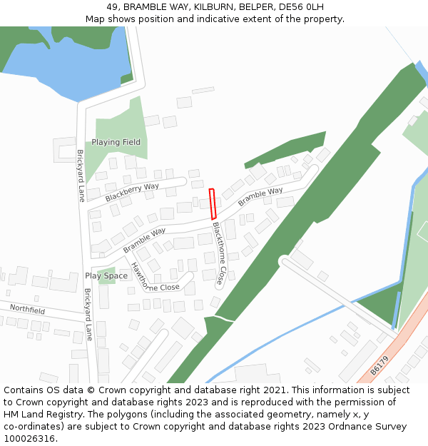 49, BRAMBLE WAY, KILBURN, BELPER, DE56 0LH: Location map and indicative extent of plot