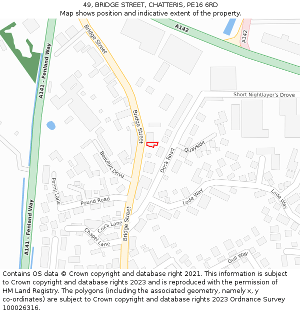 49, BRIDGE STREET, CHATTERIS, PE16 6RD: Location map and indicative extent of plot