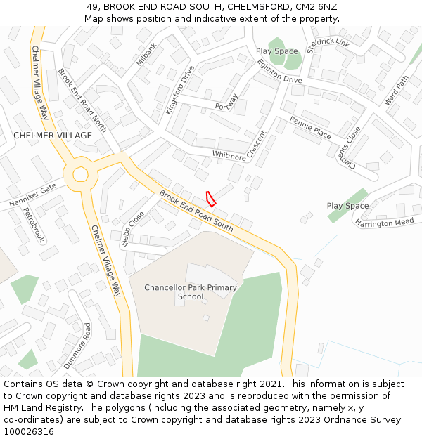 49, BROOK END ROAD SOUTH, CHELMSFORD, CM2 6NZ: Location map and indicative extent of plot