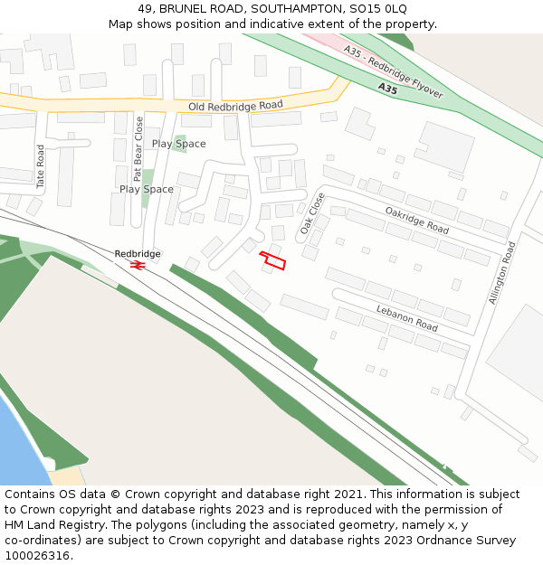 49, BRUNEL ROAD, SOUTHAMPTON, SO15 0LQ: Location map and indicative extent of plot