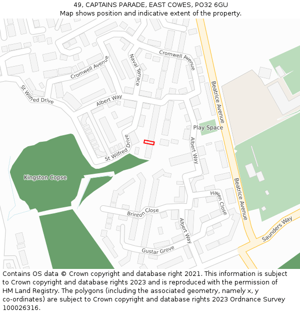 49, CAPTAINS PARADE, EAST COWES, PO32 6GU: Location map and indicative extent of plot
