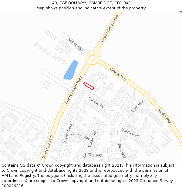 49, CARIBOU WAY, CAMBRIDGE, CB1 9XF: Location map and indicative extent of plot