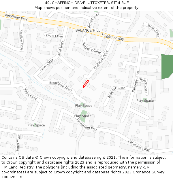 49, CHAFFINCH DRIVE, UTTOXETER, ST14 8UE: Location map and indicative extent of plot