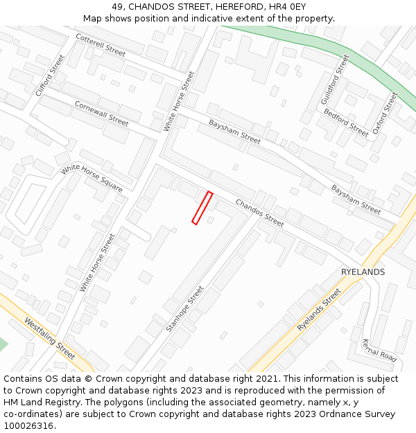 49, CHANDOS STREET, HEREFORD, HR4 0EY: Location map and indicative extent of plot