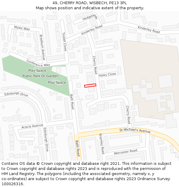 49, CHERRY ROAD, WISBECH, PE13 3PL: Location map and indicative extent of plot