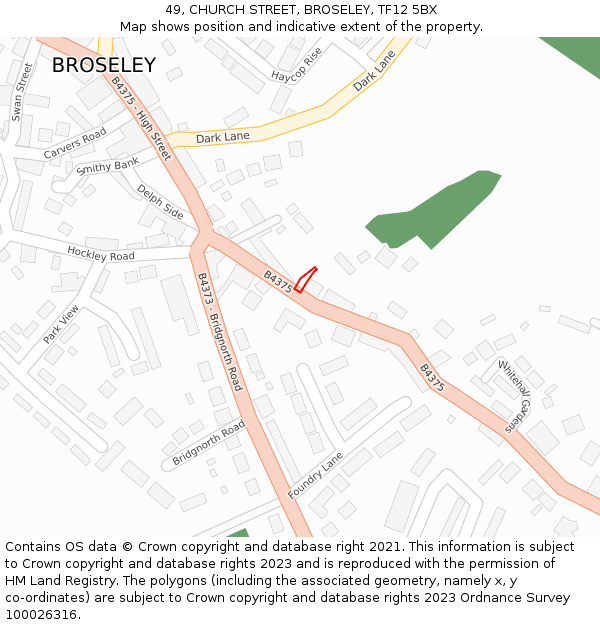 49, CHURCH STREET, BROSELEY, TF12 5BX: Location map and indicative extent of plot
