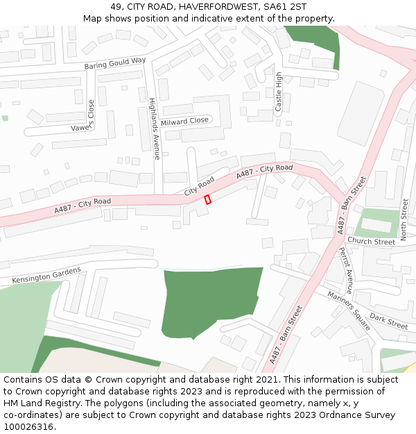 49, CITY ROAD, HAVERFORDWEST, SA61 2ST: Location map and indicative extent of plot