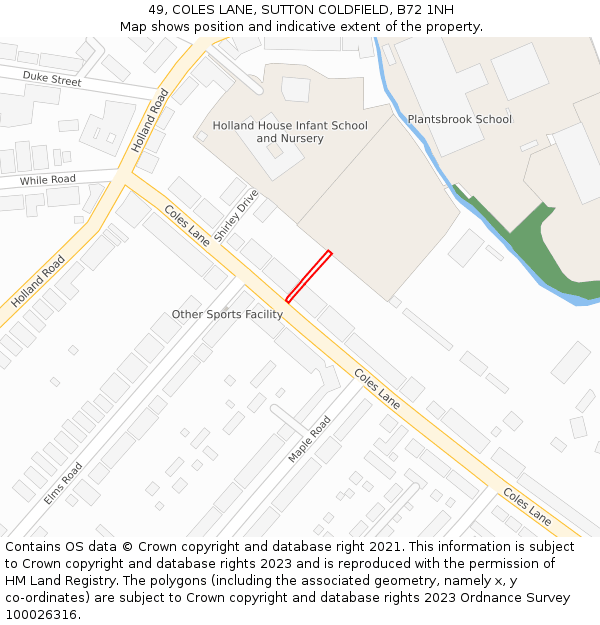 49, COLES LANE, SUTTON COLDFIELD, B72 1NH: Location map and indicative extent of plot