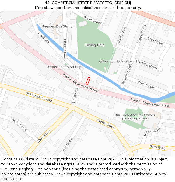49, COMMERCIAL STREET, MAESTEG, CF34 9HJ: Location map and indicative extent of plot