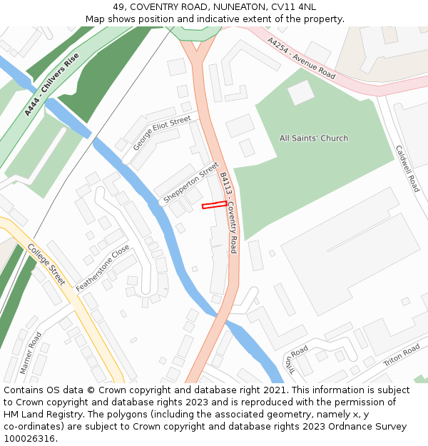 49, COVENTRY ROAD, NUNEATON, CV11 4NL: Location map and indicative extent of plot