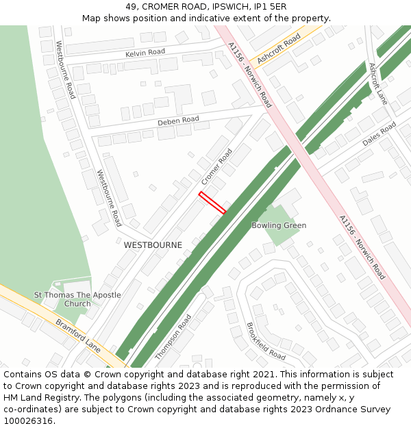 49, CROMER ROAD, IPSWICH, IP1 5ER: Location map and indicative extent of plot
