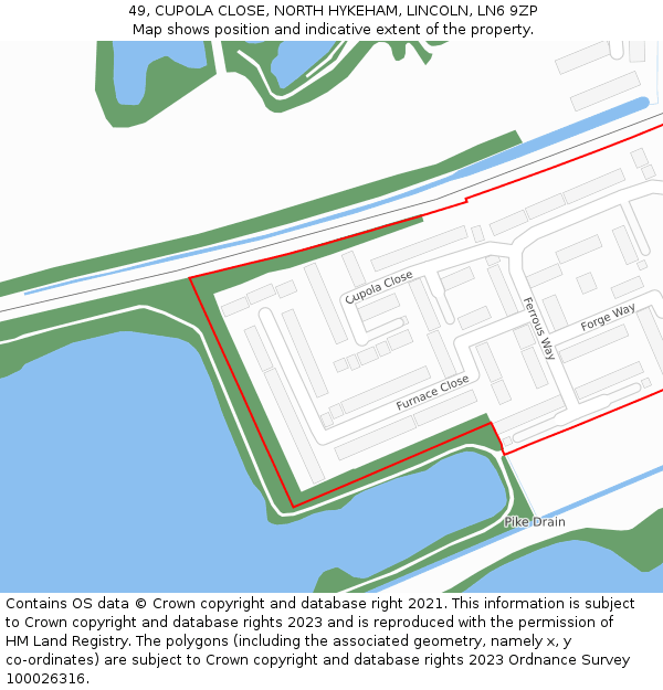 49, CUPOLA CLOSE, NORTH HYKEHAM, LINCOLN, LN6 9ZP: Location map and indicative extent of plot