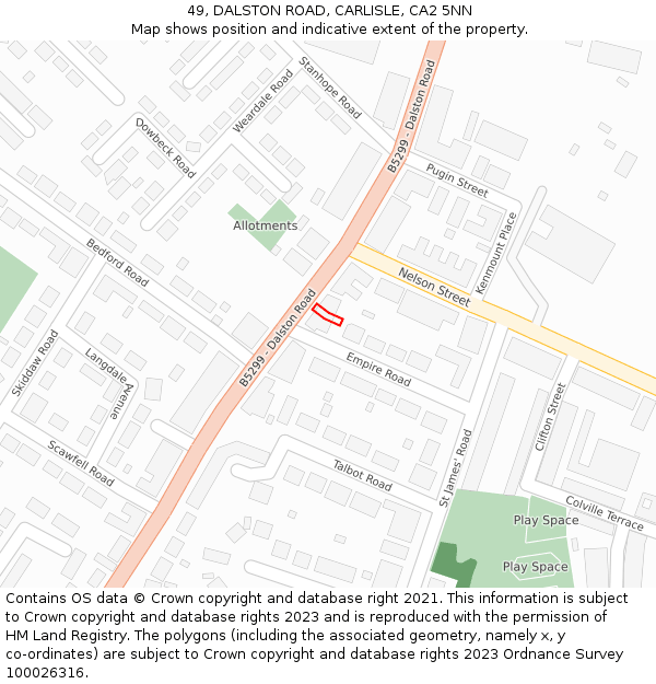 49, DALSTON ROAD, CARLISLE, CA2 5NN: Location map and indicative extent of plot