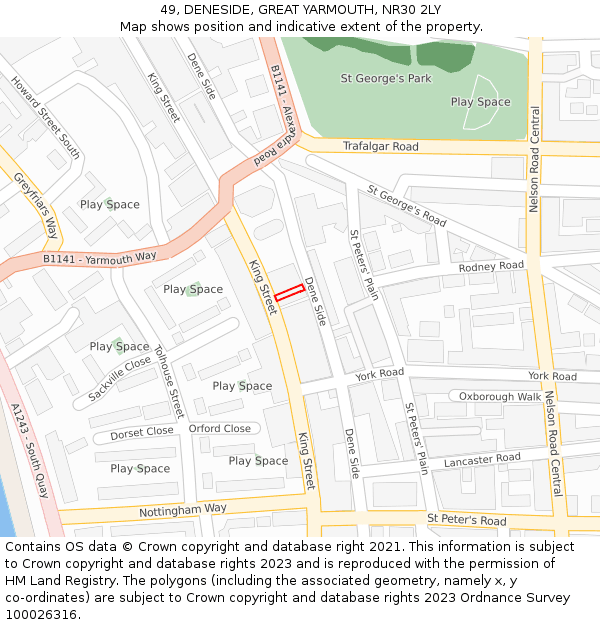 49, DENESIDE, GREAT YARMOUTH, NR30 2LY: Location map and indicative extent of plot