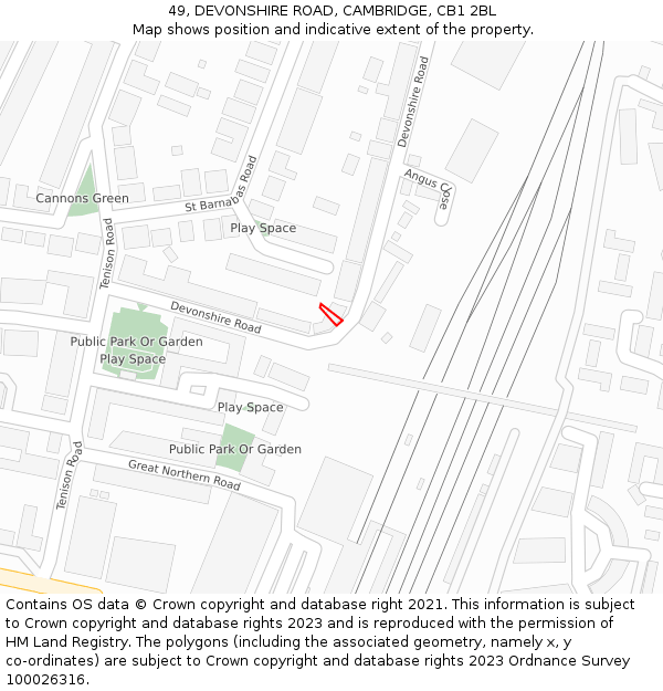 49, DEVONSHIRE ROAD, CAMBRIDGE, CB1 2BL: Location map and indicative extent of plot