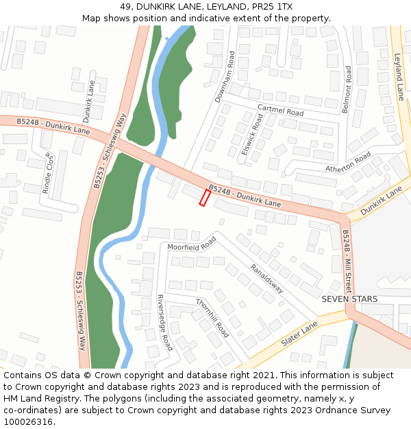 49, DUNKIRK LANE, LEYLAND, PR25 1TX: Location map and indicative extent of plot