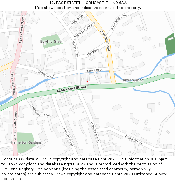 49, EAST STREET, HORNCASTLE, LN9 6AA: Location map and indicative extent of plot