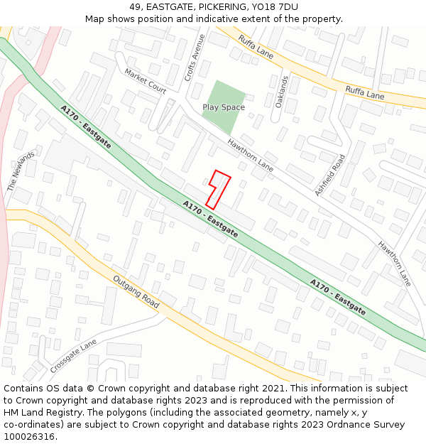 49, EASTGATE, PICKERING, YO18 7DU: Location map and indicative extent of plot