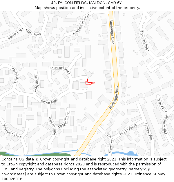 49, FALCON FIELDS, MALDON, CM9 6YL: Location map and indicative extent of plot