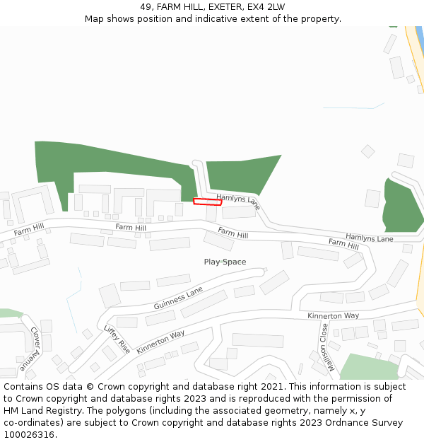 49, FARM HILL, EXETER, EX4 2LW: Location map and indicative extent of plot
