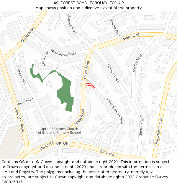49, FOREST ROAD, TORQUAY, TQ1 4JP: Location map and indicative extent of plot