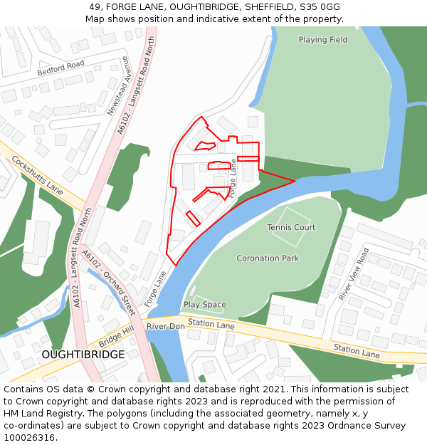 49, FORGE LANE, OUGHTIBRIDGE, SHEFFIELD, S35 0GG: Location map and indicative extent of plot