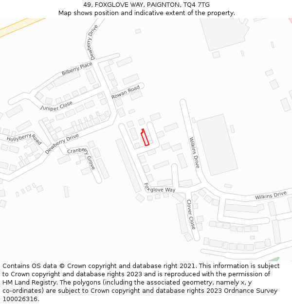 49, FOXGLOVE WAY, PAIGNTON, TQ4 7TG: Location map and indicative extent of plot