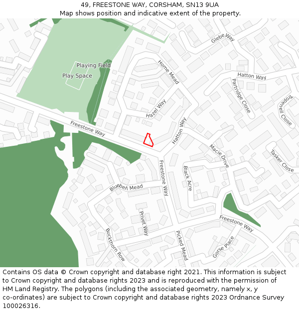49, FREESTONE WAY, CORSHAM, SN13 9UA: Location map and indicative extent of plot