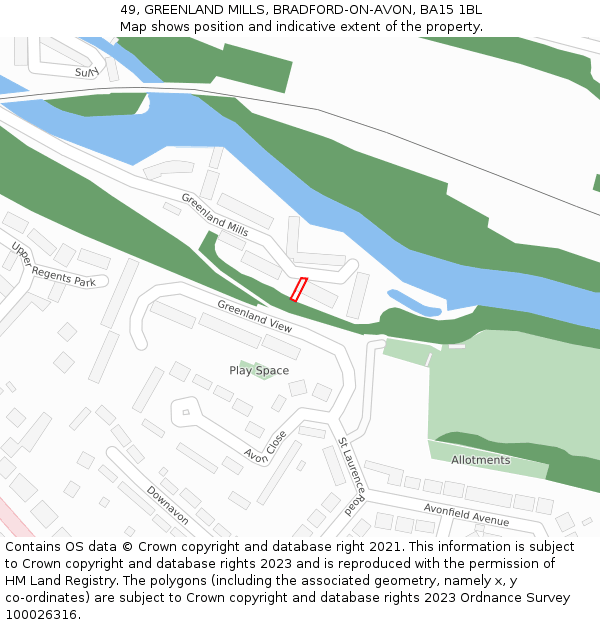 49, GREENLAND MILLS, BRADFORD-ON-AVON, BA15 1BL: Location map and indicative extent of plot