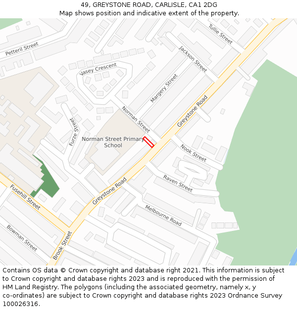 49, GREYSTONE ROAD, CARLISLE, CA1 2DG: Location map and indicative extent of plot