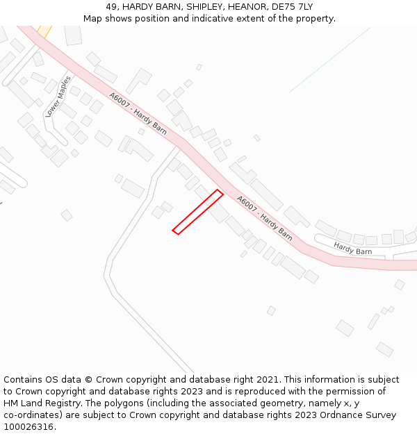 49, HARDY BARN, SHIPLEY, HEANOR, DE75 7LY: Location map and indicative extent of plot