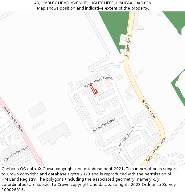 49, HARLEY HEAD AVENUE, LIGHTCLIFFE, HALIFAX, HX3 8FA: Location map and indicative extent of plot