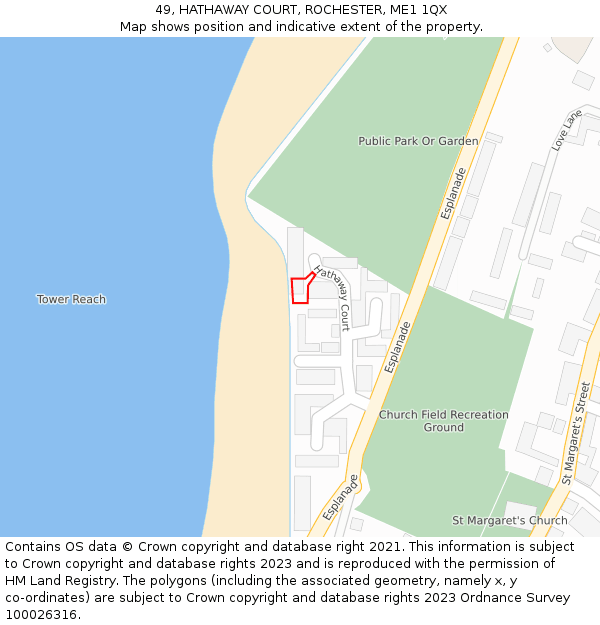 49, HATHAWAY COURT, ROCHESTER, ME1 1QX: Location map and indicative extent of plot