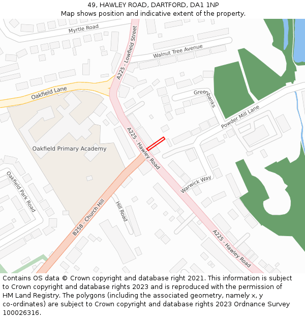 49, HAWLEY ROAD, DARTFORD, DA1 1NP: Location map and indicative extent of plot